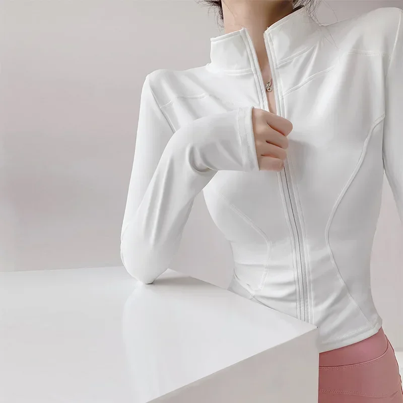 Sun Quick Drying Sports Coat Women's Tight Top Yoga Jacket Long Sleeve Zipper Jacket Running Fitness Women's Jacket S-3XL - Image 3